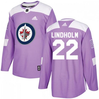 Adidas Winnipeg Jets #22 Par Lindholm Purple Authentic Fights Cancer Stitched NHL Jersey